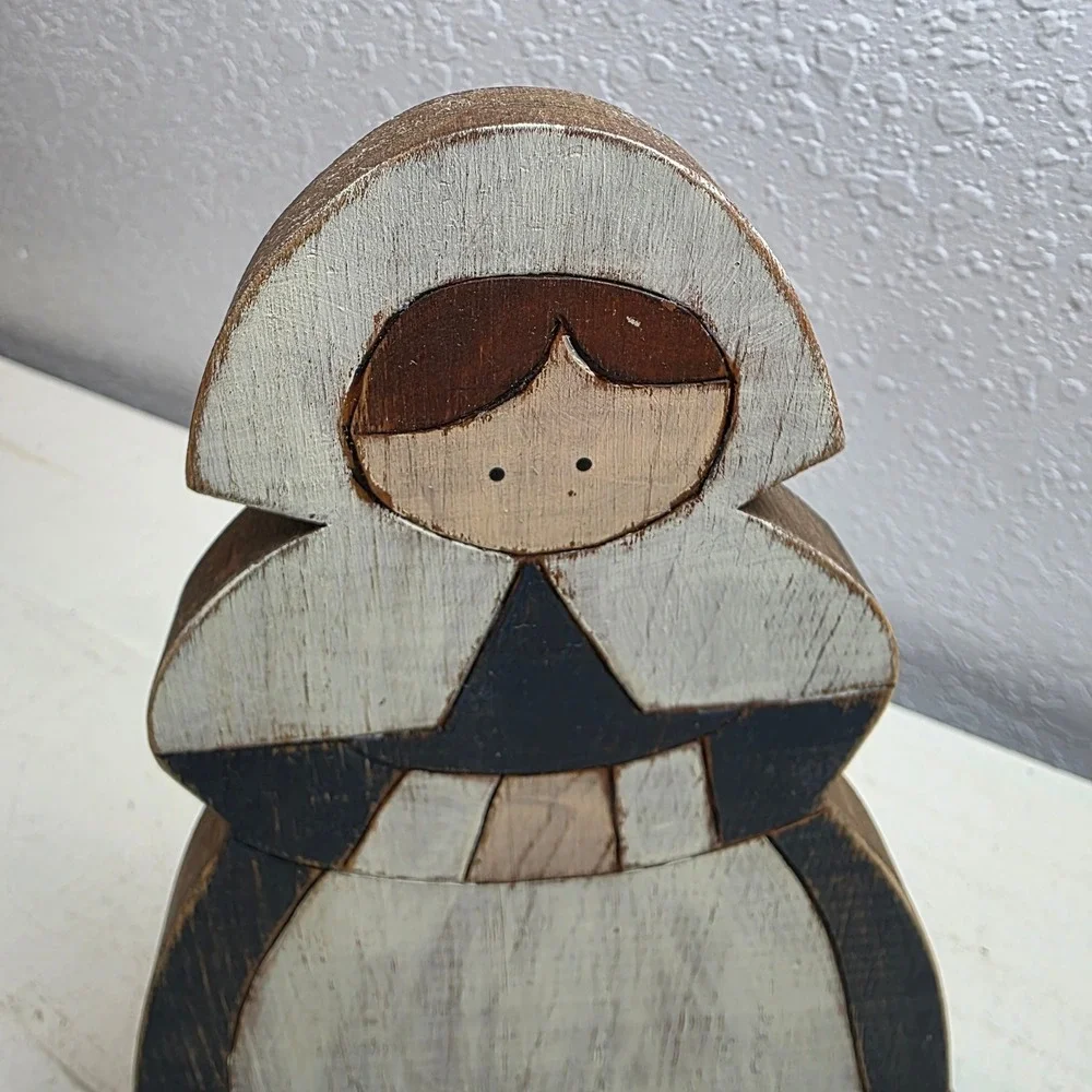 Vintage‎ Primitive Wooden Thanksgiving Pilgrim Turkey Wheat Set 4pc Farmhouse
